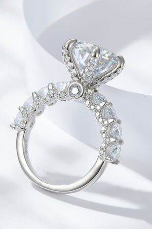 3-Carat Moissanite Platinum-Plated Side Stone Ring-Teresa's Fashionista LLC