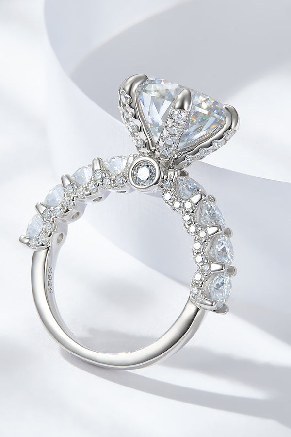 3-Carat Moissanite Platinum-Plated Side Stone Ring-Teresa's Fashionista LLC