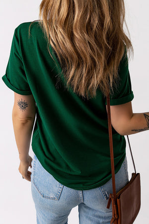 LUCKY Round Neck Short Sleeve T-Shirt-Teresa's Fashionista LLC