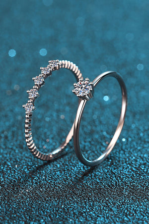 Moissanite 925 Sterling Silver Two-Piece Ring Set-Teresa's Fashionista LLC