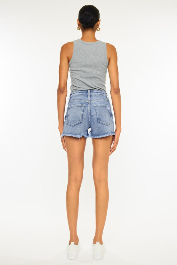 Kancan Distressed Raw Hem Denim Shorts-Teresa's Fashionista LLC