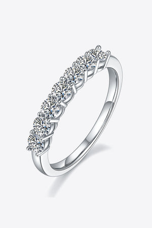 Moissanite Platinum-Plated Half-Eternity Ring-Teresa's Fashionista LLC