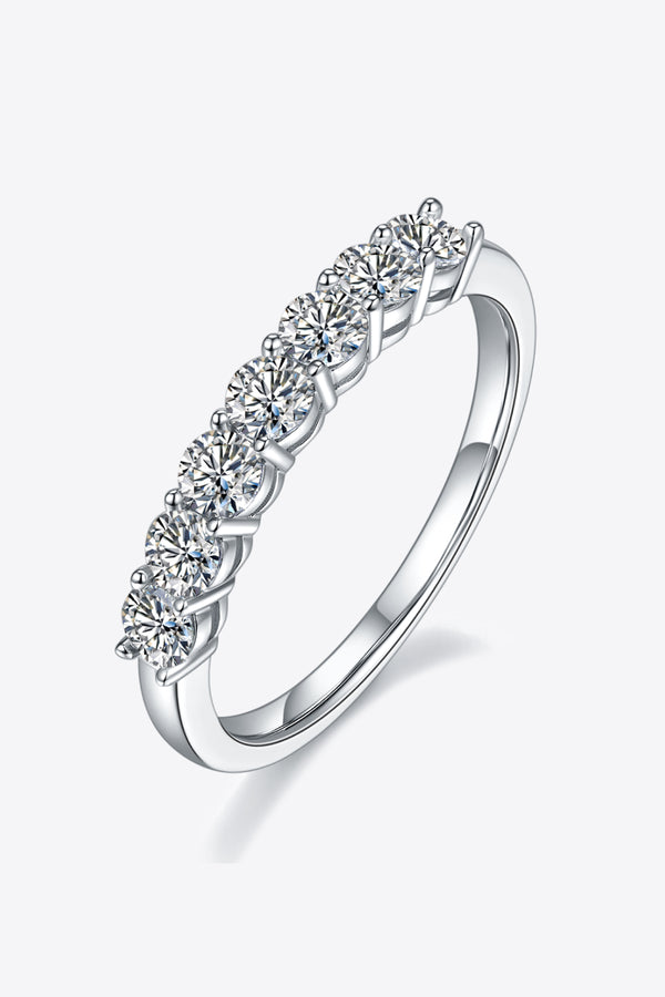 Moissanite Platinum-Plated Half-Eternity Ring-Teresa's Fashionista LLC