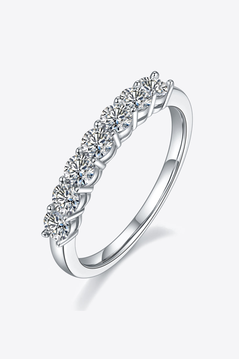 Moissanite Platinum-Plated Half-Eternity Ring-Teresa&#39;s Fashionista LLC