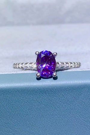 1 Carat Purple Moissanite 4-Prong Ring-Teresa's Fashionista LLC