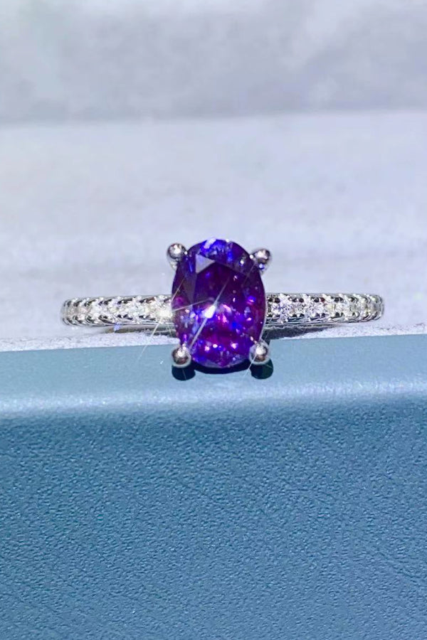1 Carat Purple Moissanite 4-Prong Ring-Teresa's Fashionista LLC