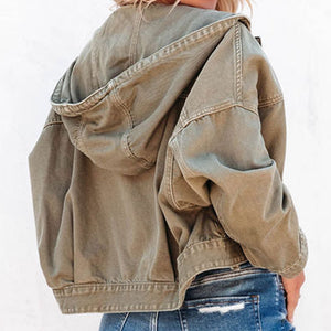 Hooded Dropped Shoulder Denim Jacket-Teresa's Fashionista LLC