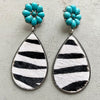 Turquoise Flower Teardrop Earrings-Teresa's Fashionista LLC