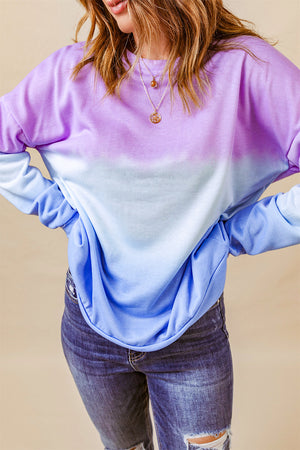 Tie-Dye Drop Shoulder Round Neck Sweatshirt-Teresa's Fashionista LLC