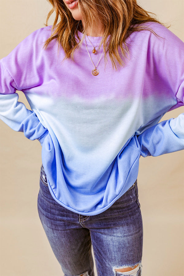 Tie-Dye Drop Shoulder Round Neck Sweatshirt-Teresa's Fashionista LLC