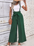 Tie Belt Wide Leg Overalls-Teresa's Fashionista LLC