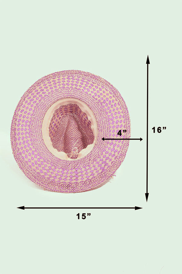 Fame Checkered Straw Weave Sun Hat-Teresa's Fashionista LLC