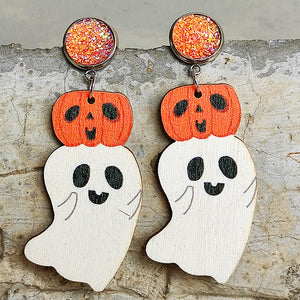 Ghost Shape Wooden Dangle Earrings-Teresa's Fashionista LLC