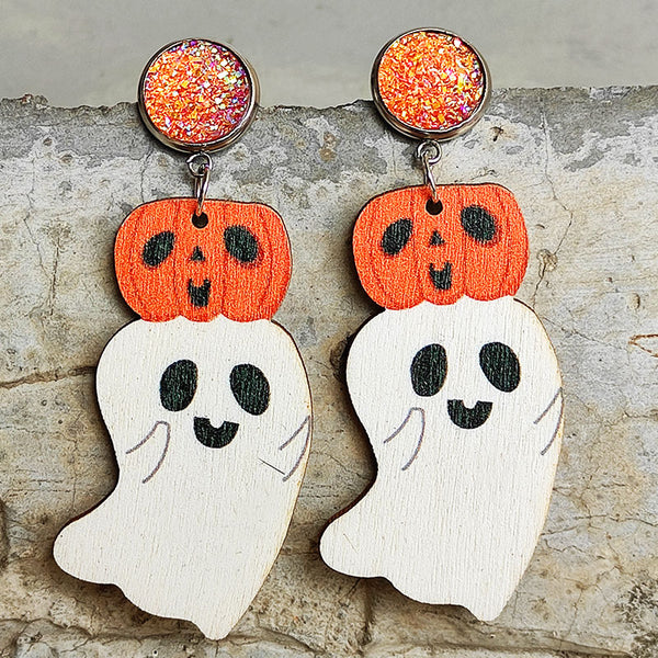 Ghost Shape Wooden Dangle Earrings-Teresa's Fashionista LLC