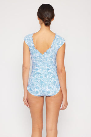 Marina West Swim Bring Me Flowers V-Neck One Piece Swimsuit In Thistle Blue-Teresa's Fashionista LLC