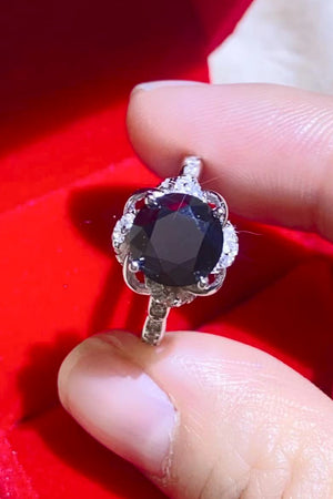 2 Carat Black Moissanite Floral Ring-Teresa's Fashionista LLC