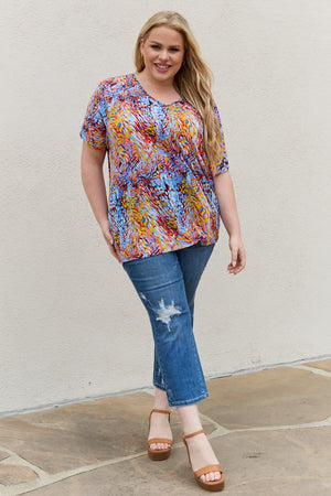 Be Stage Full Size Printed Dolman Flowy Top-Teresa's Fashionista LLC
