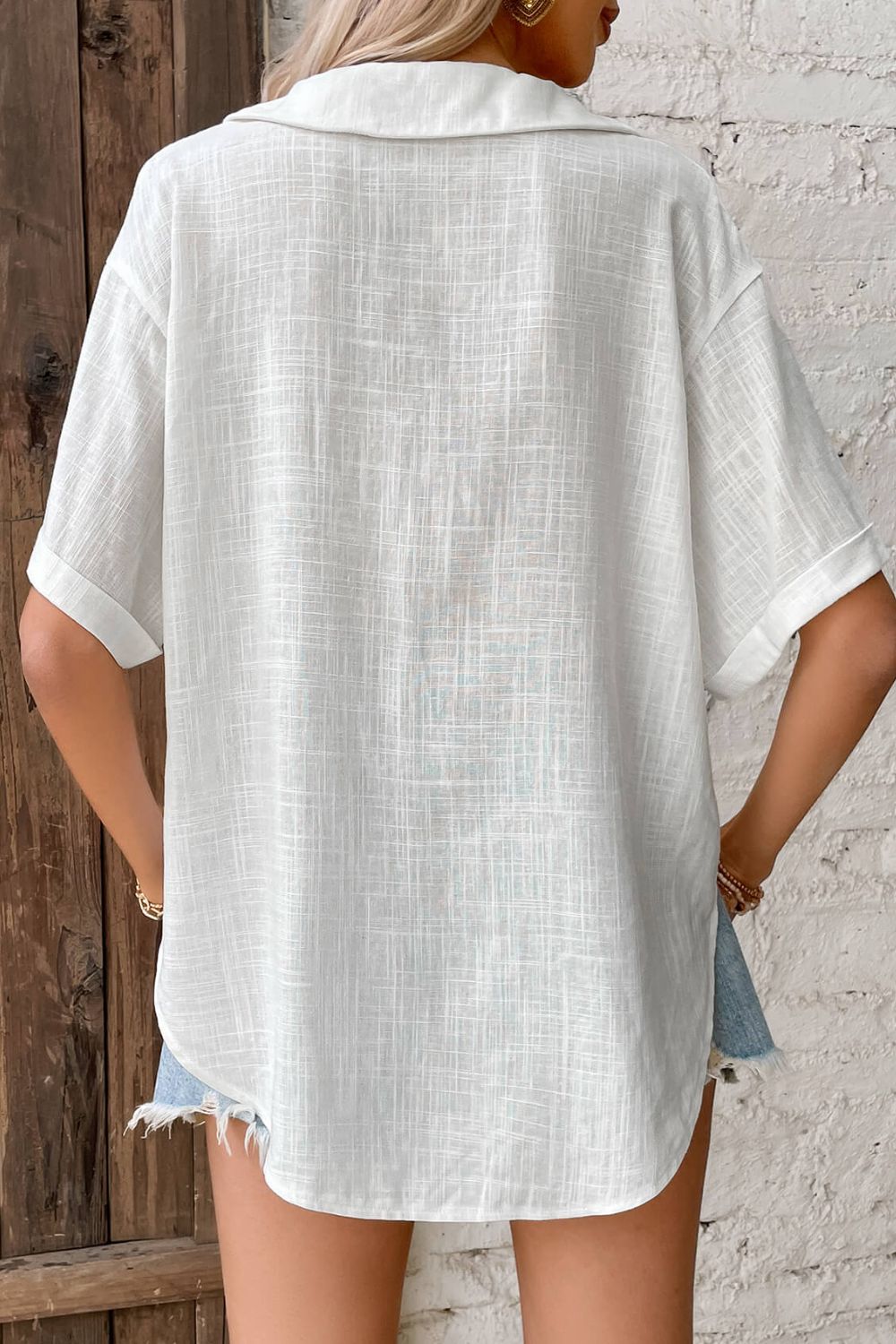 Button Front Johnny Collared Blouse-Teresa's Fashionista LLC