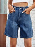 High Waist Denim Shorts with Pockets-Teresa's Fashionista LLC