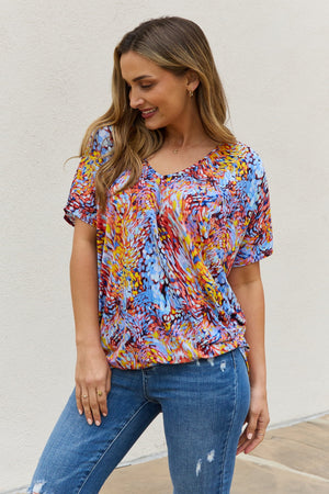 Be Stage Full Size Printed Dolman Flowy Top-Teresa's Fashionista LLC