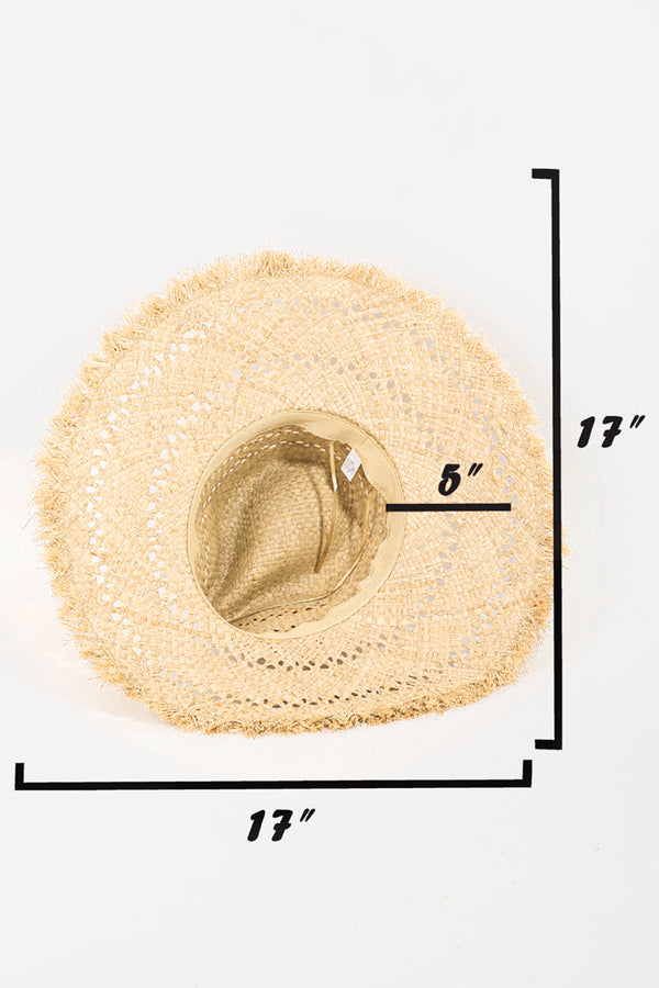 Fame Openwork Raw Hem Weave Hat-Teresa's Fashionista LLC