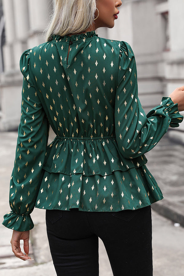 Smocked Flounce Sleeve Layered Blouse-Teresa's Fashionista LLC