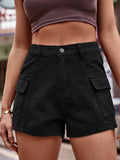High Waist Denim Shorts with Pockets-Teresa's Fashionista LLC