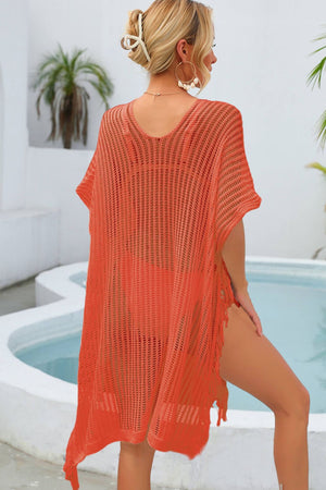 Fringe Trim Openwork Cover Up-Teresa's Fashionista LLC