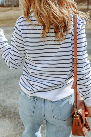 Striped Long Sleeve Round Neck Top-Teresa's Fashionista LLC