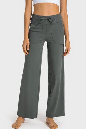 Drawstring Waist Wide Leg Sports Pants with Pockets-Teresa's Fashionista LLC