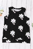 Printed side slit round neck tank with floral pattern, sleeveless casual chic style.