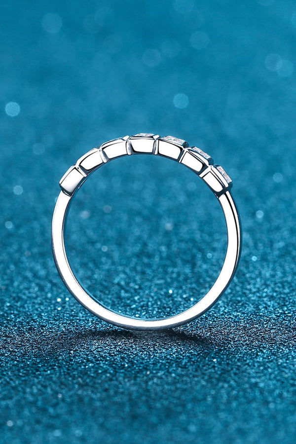 Moissanite Rhodium-Plated Half-Eternity Ring-Teresa's Fashionista LLC