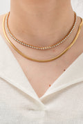 Double-Layered Inlaid Zircon Stainless Steel Necklace-Teresa's Fashionista LLC