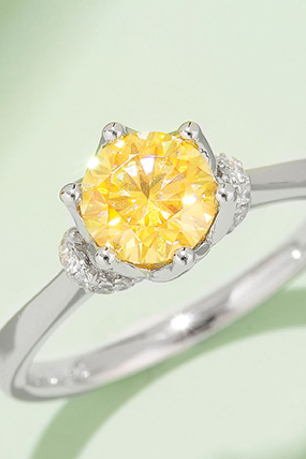 1 Carat Moissanite Contrast 925 Sterling Silver Ring-Teresa's Fashionista LLC