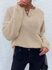 Notched Long Sleeve Sweater-Teresa's Fashionista LLC