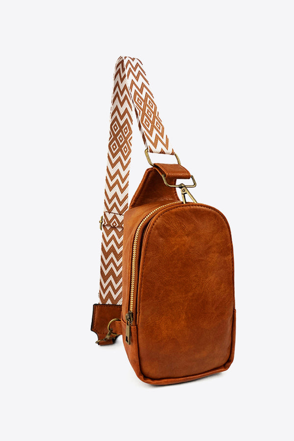 Random Pattern Adjustable Strap PU Leather Sling Bag-Teresa's Fashionista LLC