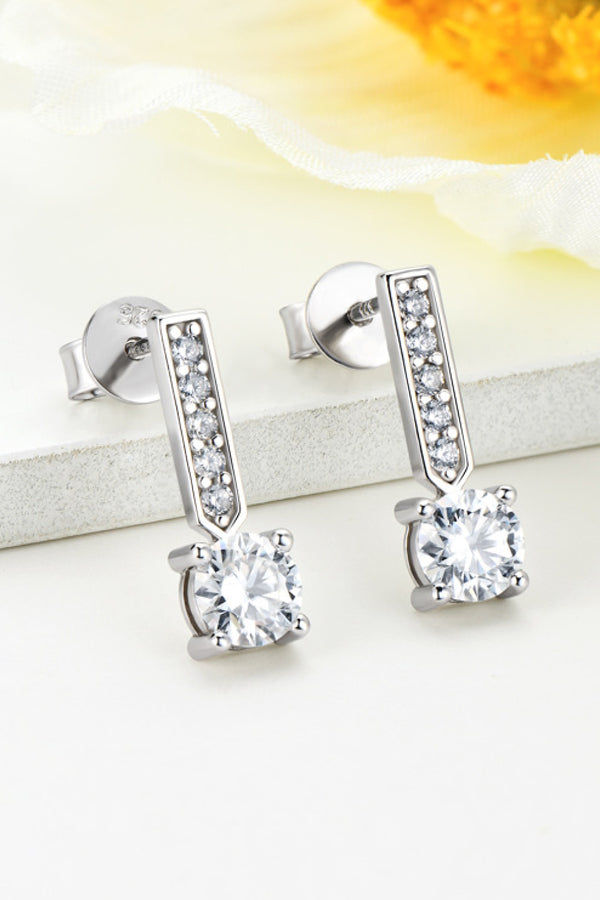 Moissanite and Zircon 925 Sterling Silver Drop Earrings-Teresa's Fashionista LLC
