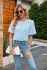 Pleated Flutter Sleeve Round Neck Blouse-Teresa's Fashionista LLC