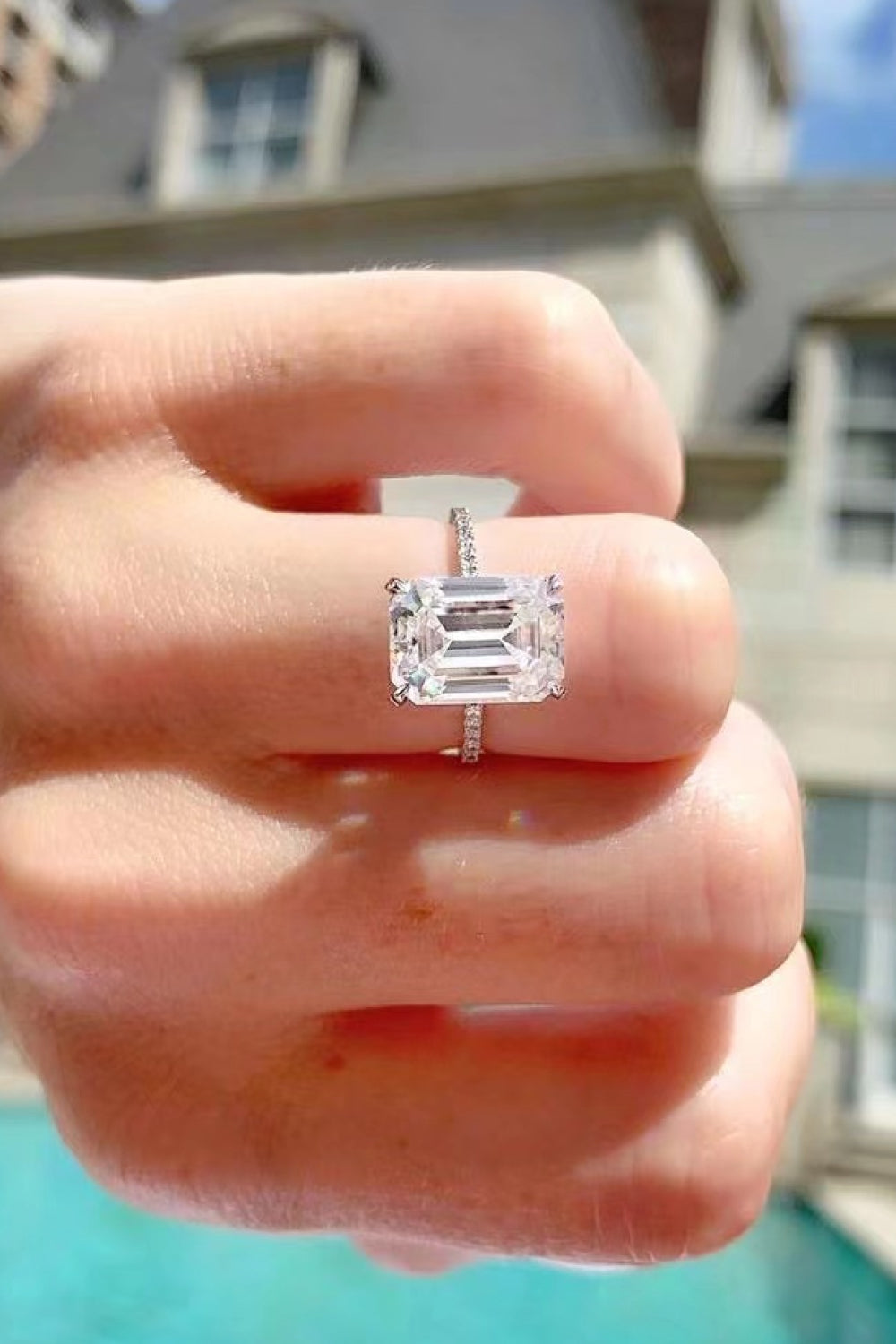 5 Carat Moissanite Side Stone Ring-Teresa's Fashionista LLC