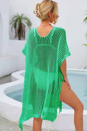 Fringe Trim Openwork Cover Up-Teresa's Fashionista LLC