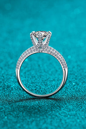 2 Carat Moissanite 925 Sterling Silver Side Stone Ring-Teresa's Fashionista LLC
