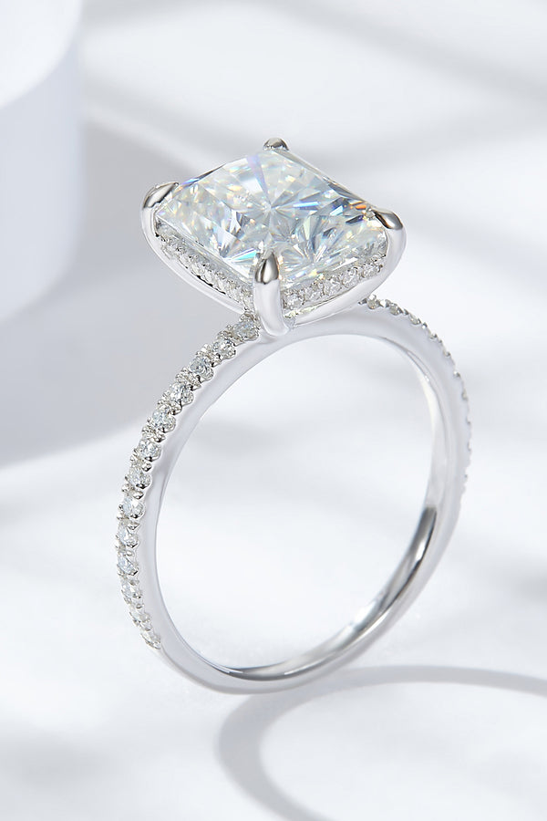 4 Carat Moissanite 4-Prong Side Stone Ring-Teresa's Fashionista LLC