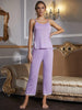 V-Neck Lace Trim Slit Cami and Pants Pajama Set-Teresa's Fashionista LLC