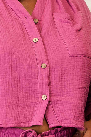 Basic Bae Buttoned Long Sleeve Top and Shorts Set-Teresa's Fashionista LLC