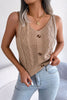 Decorative Button Mixed Knit Tank-Teresa's Fashionista LLC