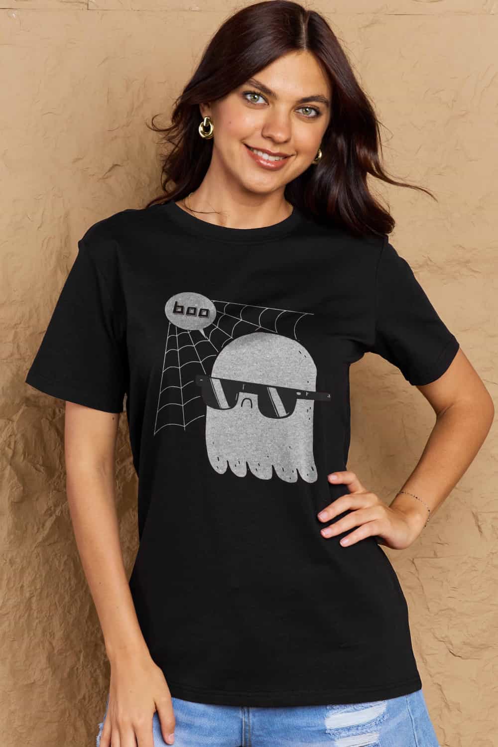 Simply Love Full Size BOO Graphic Cotton T-Shirt-Teresa&#39;s Fashionista LLC