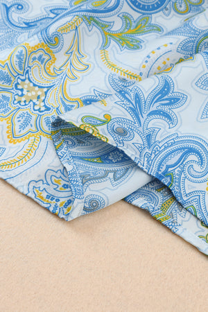 Printed Round Neck Short Sleeve Blouse-Teresa's Fashionista LLC