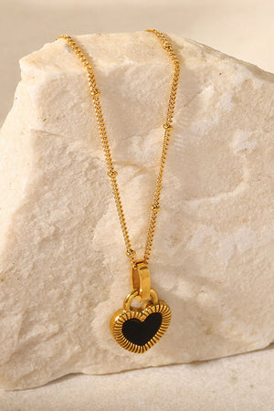 Contrast Heart Pendant Necklace-Teresa's Fashionista LLC