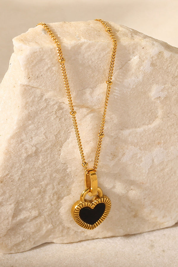 Contrast Heart Pendant Necklace-Teresa's Fashionista LLC