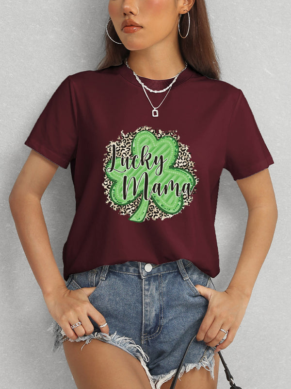 LUCKY MAMA Round Neck T-Shirt-Teresa's Fashionista LLC